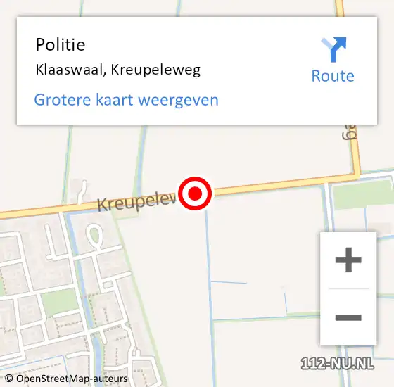 Locatie op kaart van de 112 melding: Politie Klaaswaal, Kreupeleweg op 22 januari 2021 06:59