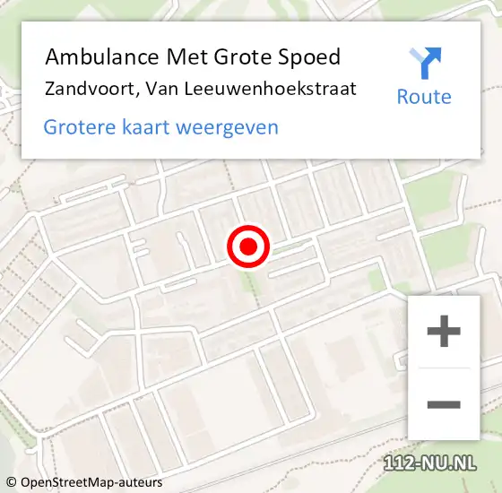 Locatie op kaart van de 112 melding: Ambulance Met Grote Spoed Naar Zandvoort, Van Leeuwenhoekstraat op 22 januari 2021 07:11