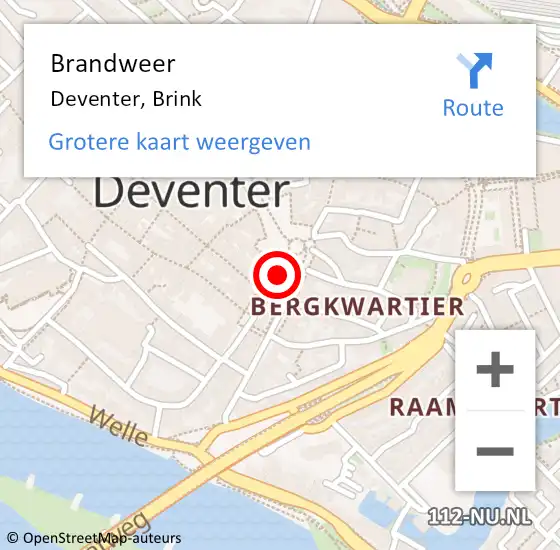 Locatie op kaart van de 112 melding: Brandweer Deventer, Brink op 22 januari 2021 09:02