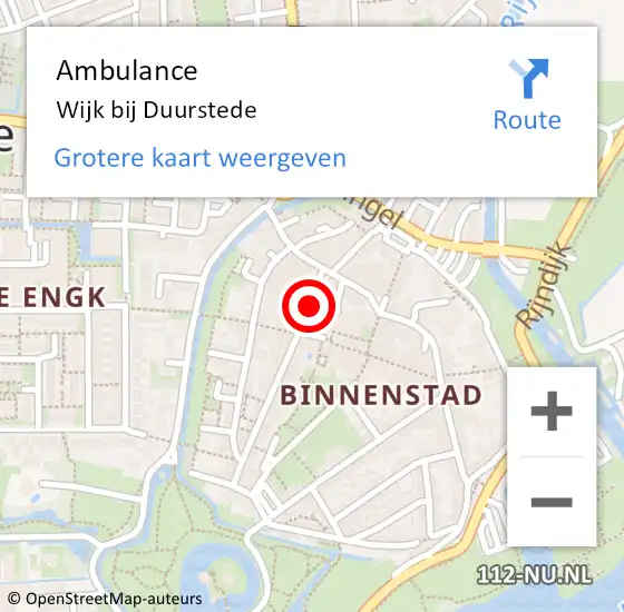 Locatie op kaart van de 112 melding: Ambulance Wijk bij Duurstede op 22 januari 2021 09:14