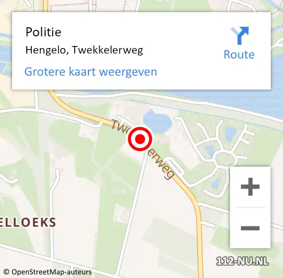 Locatie op kaart van de 112 melding: Politie Hengelo, Twekkelerweg op 22 januari 2021 10:14