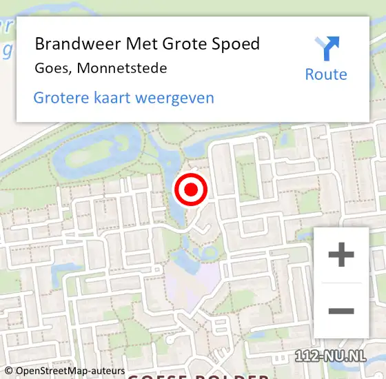 Locatie op kaart van de 112 melding: Brandweer Met Grote Spoed Naar Goes, Monnetstede op 22 januari 2021 10:22