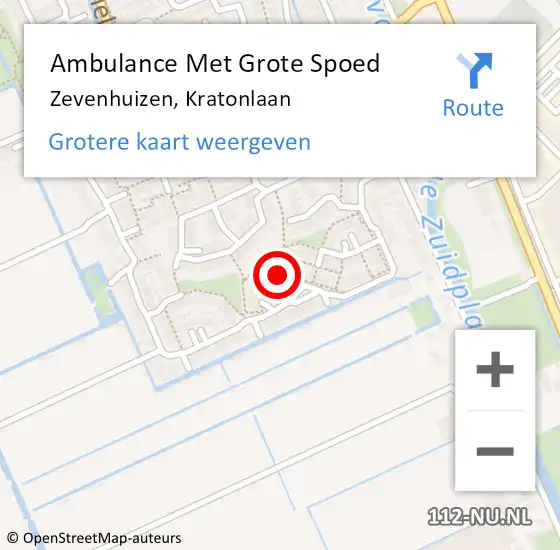 Locatie op kaart van de 112 melding: Ambulance Met Grote Spoed Naar Zevenhuizen, Kratonlaan op 22 januari 2021 11:47
