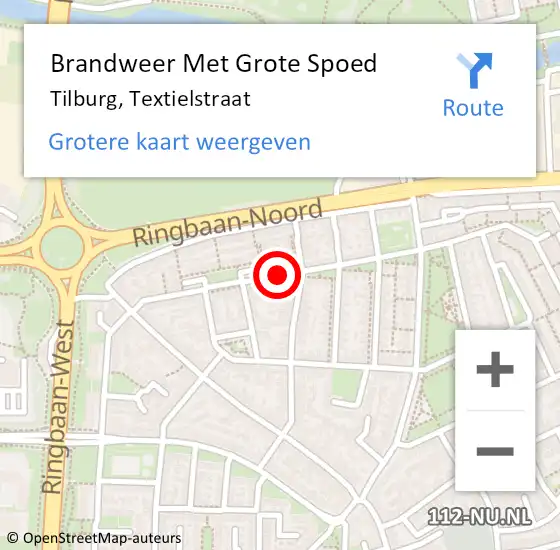 Locatie op kaart van de 112 melding: Brandweer Met Grote Spoed Naar Tilburg, Textielstraat op 22 januari 2021 11:58