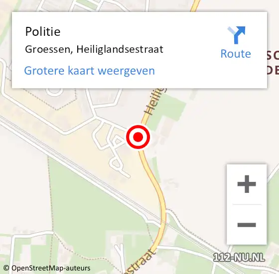 Locatie op kaart van de 112 melding: Politie Groessen, Heiliglandsestraat op 22 januari 2021 13:01