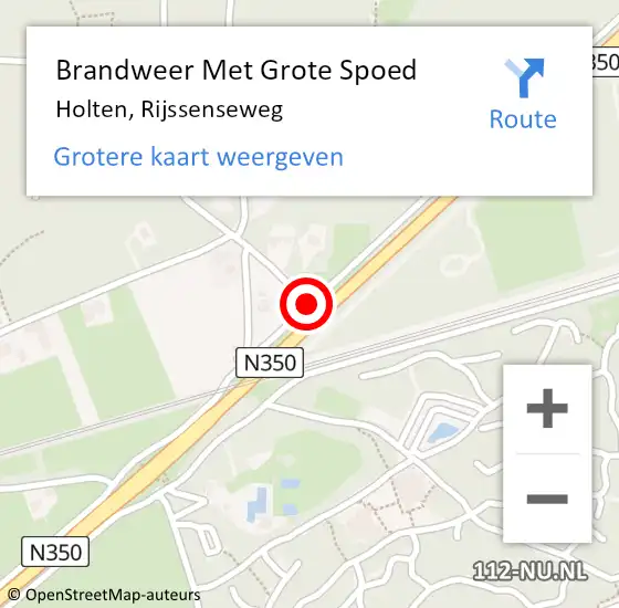 Locatie op kaart van de 112 melding: Brandweer Met Grote Spoed Naar Holten, Rijssenseweg op 22 januari 2021 13:05