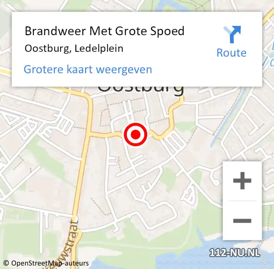 Locatie op kaart van de 112 melding: Brandweer Met Grote Spoed Naar Oostburg, Ledelplein op 22 januari 2021 13:13