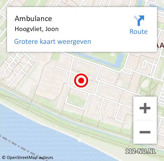 Locatie op kaart van de 112 melding: Ambulance Hoogvliet, Joon op 22 januari 2021 13:41