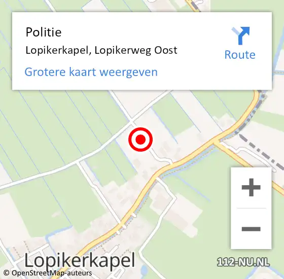 Locatie op kaart van de 112 melding: Politie Lopikerkapel, Lopikerweg Oost op 22 januari 2021 14:15