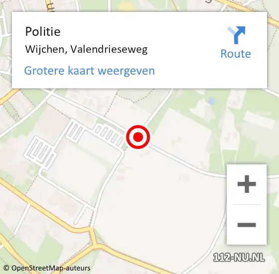 Locatie op kaart van de 112 melding: Politie Wijchen, Valendrieseweg op 22 januari 2021 14:35