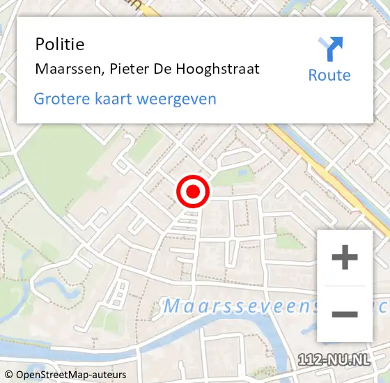 Locatie op kaart van de 112 melding: Politie Maarssen, Pieter De Hooghstraat op 22 januari 2021 15:16