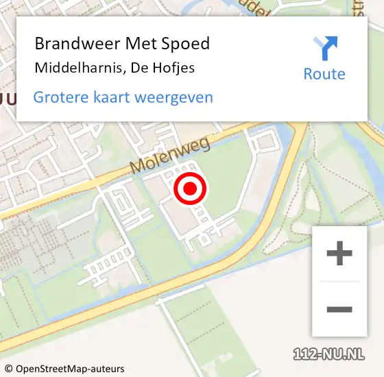 Locatie op kaart van de 112 melding: Brandweer Met Spoed Naar Middelharnis, De Hofjes op 22 januari 2021 16:14