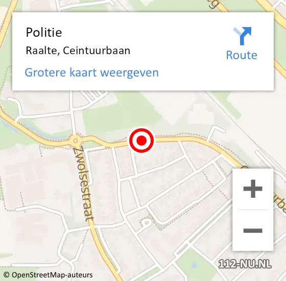 Locatie op kaart van de 112 melding: Politie Raalte, Ceintuurbaan op 22 januari 2021 16:19