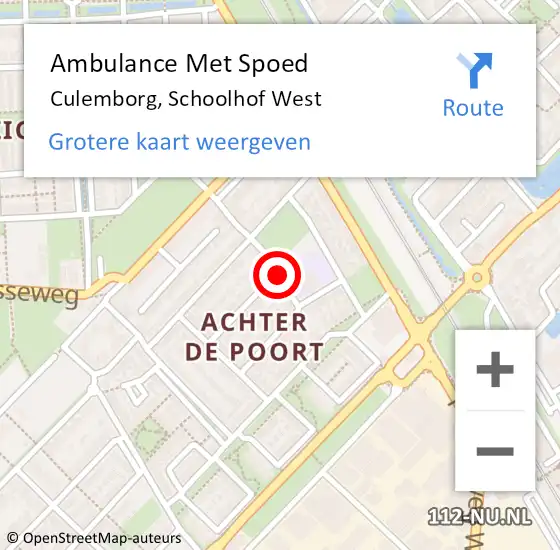 Locatie op kaart van de 112 melding: Ambulance Met Spoed Naar Culemborg, Schoolhof West op 22 januari 2021 16:22