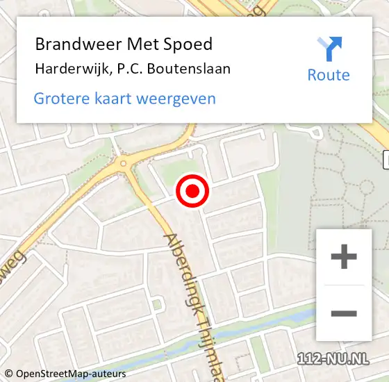 Locatie op kaart van de 112 melding: Brandweer Met Spoed Naar Harderwijk, P.C. Boutenslaan op 22 januari 2021 16:22