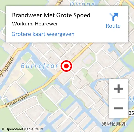 Locatie op kaart van de 112 melding: Brandweer Met Grote Spoed Naar Workum, Hearewei op 22 januari 2021 16:29