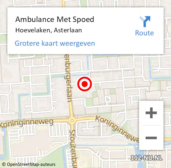 Locatie op kaart van de 112 melding: Ambulance Met Spoed Naar Hoevelaken, Asterlaan op 22 januari 2021 17:50