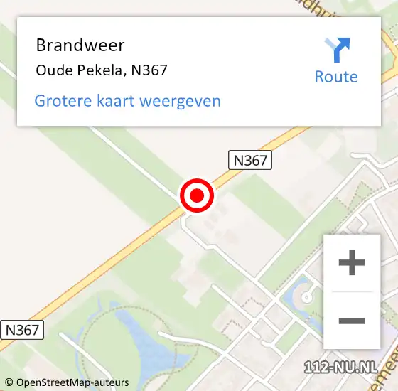 Locatie op kaart van de 112 melding: Brandweer Oude Pekela, N367 op 22 januari 2021 17:58
