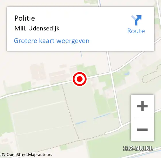 Locatie op kaart van de 112 melding: Politie Mill, Udensedijk op 22 januari 2021 19:23