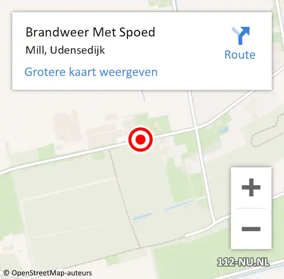 Locatie op kaart van de 112 melding: Brandweer Met Spoed Naar Mill, Udensedijk op 22 januari 2021 19:25