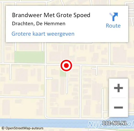 Locatie op kaart van de 112 melding: Brandweer Met Grote Spoed Naar Drachten, De Hemmen op 22 januari 2021 22:40