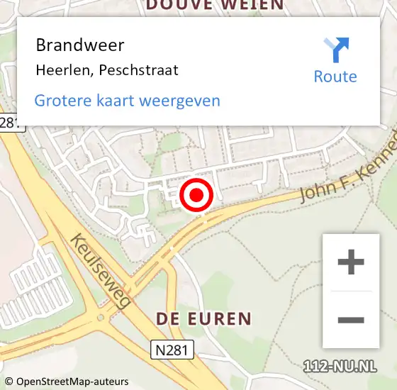 Locatie op kaart van de 112 melding: Brandweer Heerlen, Peschstraat op 31 mei 2014 13:53