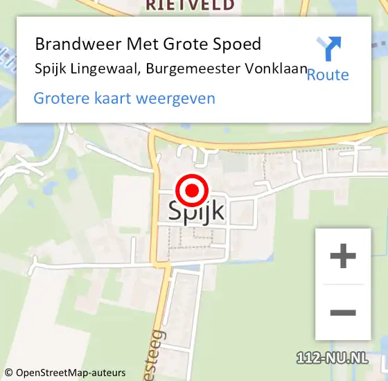 Locatie op kaart van de 112 melding: Brandweer Met Grote Spoed Naar Spijk Lingewaal, Burgemeester Vonklaan op 23 januari 2021 00:14