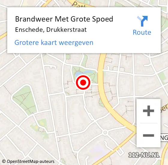 Locatie op kaart van de 112 melding: Brandweer Met Grote Spoed Naar Enschede, Drukkerstraat op 23 januari 2021 01:19