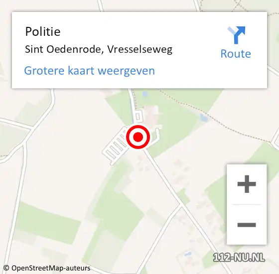 Locatie op kaart van de 112 melding: Politie Sint Oedenrode, Vresselseweg op 23 januari 2021 03:10