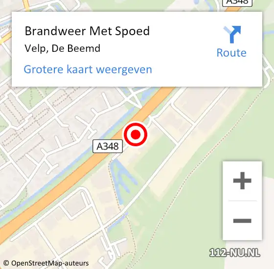 Locatie op kaart van de 112 melding: Brandweer Met Spoed Naar Velp, De Beemd op 23 januari 2021 08:45