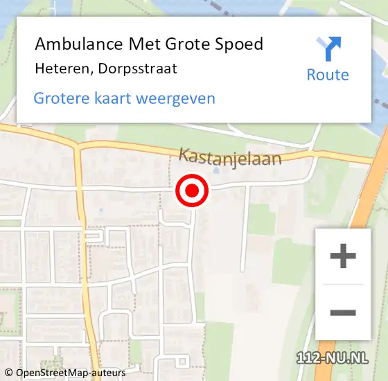 Locatie op kaart van de 112 melding: Ambulance Met Grote Spoed Naar Heteren, Dorpsstraat op 23 januari 2021 09:23