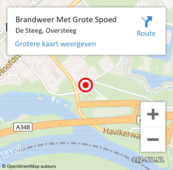 Locatie op kaart van de 112 melding: Brandweer Met Grote Spoed Naar De Steeg, Oversteeg op 23 januari 2021 09:55