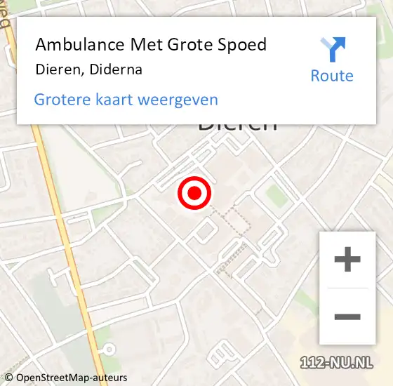 Locatie op kaart van de 112 melding: Ambulance Met Grote Spoed Naar Dieren, Diderna op 23 januari 2021 09:58