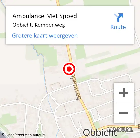 Locatie op kaart van de 112 melding: Ambulance Met Spoed Naar Obbicht, Kempenweg op 31 mei 2014 14:35