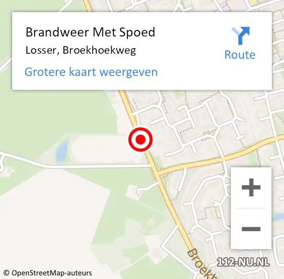 Locatie op kaart van de 112 melding: Brandweer Met Spoed Naar Losser, Broekhoekweg op 23 januari 2021 12:03