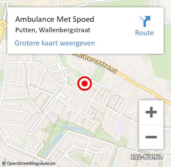 Locatie op kaart van de 112 melding: Ambulance Met Spoed Naar Putten, Wallenbergstraat op 23 januari 2021 12:33