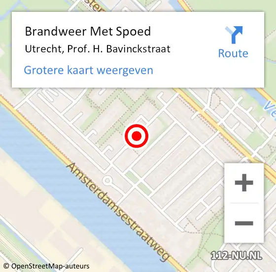 Locatie op kaart van de 112 melding: Brandweer Met Spoed Naar Utrecht, Prof. H. Bavinckstraat op 23 januari 2021 14:33