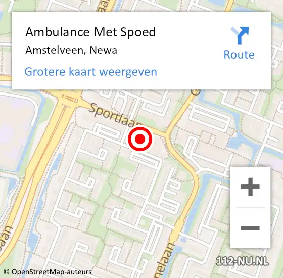 Locatie op kaart van de 112 melding: Ambulance Met Spoed Naar Amstelveen, Newa op 23 januari 2021 15:13