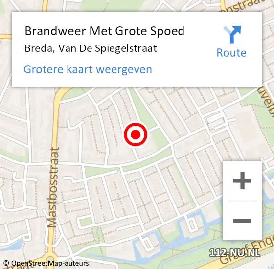 Locatie op kaart van de 112 melding: Brandweer Met Grote Spoed Naar Breda, Van De Spiegelstraat op 23 januari 2021 16:20