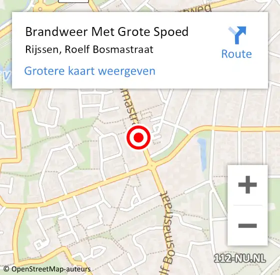 Locatie op kaart van de 112 melding: Brandweer Met Grote Spoed Naar Rijssen, Roelf Bosmastraat op 23 januari 2021 18:05