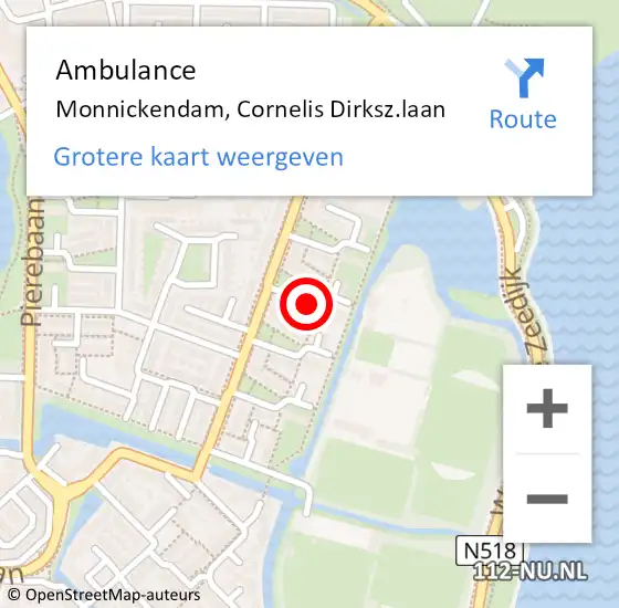 Locatie op kaart van de 112 melding: Ambulance Monnickendam, Cornelis Dirksz.laan op 23 januari 2021 19:00