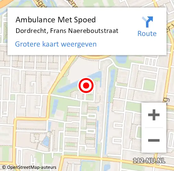 Locatie op kaart van de 112 melding: Ambulance Met Spoed Naar Dordrecht, Frans Naereboutstraat op 23 januari 2021 19:07