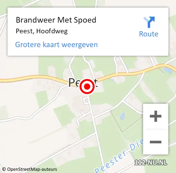 Locatie op kaart van de 112 melding: Brandweer Met Spoed Naar Peest, Hoofdweg op 23 januari 2021 21:08