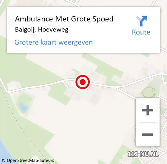 Locatie op kaart van de 112 melding: Ambulance Met Grote Spoed Naar Balgoij, Hoeveweg op 23 januari 2021 22:36