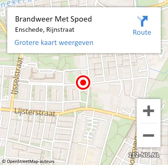 Locatie op kaart van de 112 melding: Brandweer Met Spoed Naar Enschede, Rijnstraat op 24 januari 2021 01:10