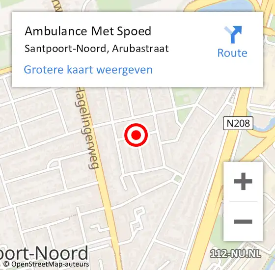 Locatie op kaart van de 112 melding: Ambulance Met Spoed Naar Santpoort-Noord, Arubastraat op 24 januari 2021 01:38