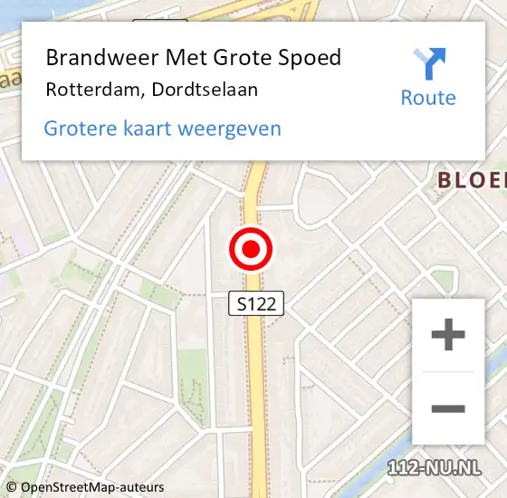 Locatie op kaart van de 112 melding: Brandweer Met Grote Spoed Naar Rotterdam, Dordtselaan op 24 januari 2021 08:05