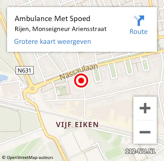 Locatie op kaart van de 112 melding: Ambulance Met Spoed Naar Rijen, Monseigneur Ariensstraat op 31 mei 2014 16:01