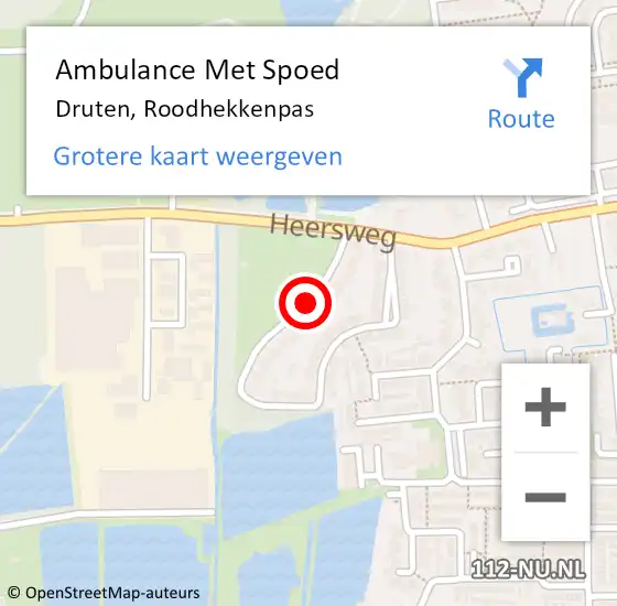 Locatie op kaart van de 112 melding: Ambulance Met Spoed Naar Druten, Roodhekkenpas op 24 januari 2021 12:30