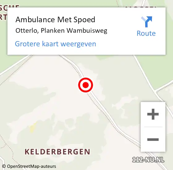 Locatie op kaart van de 112 melding: Ambulance Met Spoed Naar Otterlo, Planken Wambuisweg op 24 januari 2021 13:47